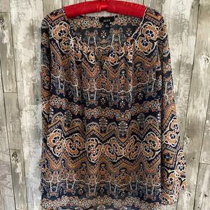 Alyx plus size blue and orange sheer blouse 1X!!